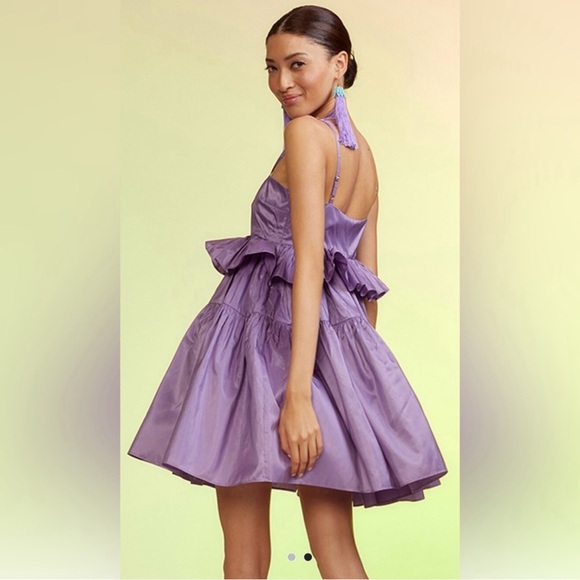NWT Cynthia Rowley Taffeta Silk Babydoll Dress, Purple, Size 6, Homecoming - Picture 1 of 13